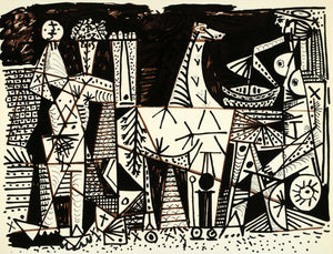 1966 Lithograph Pablo Picasso Geometric Squares Brown - ORIGINAL