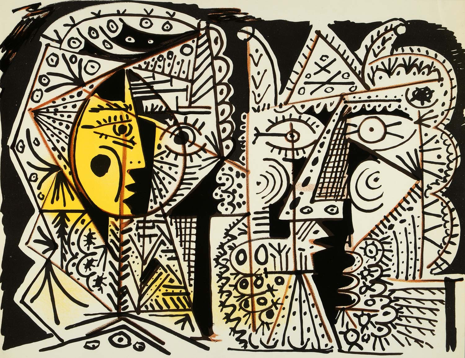 1966 Lithograph Picasso Triangular Abstract Eyes Secrets d'alcove d'un atelier