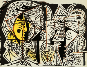 1966 Lithograph Picasso Triangular Abstract Eyes Secrets d'alcove