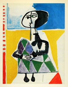 1964 Print Pablo Picasso Human Portrait Colored Shapes - ORIGINAL