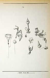 1958 Print Paul Klee Cheerful Ghost Spuk Figures Abstract Line Drawings Art PL1