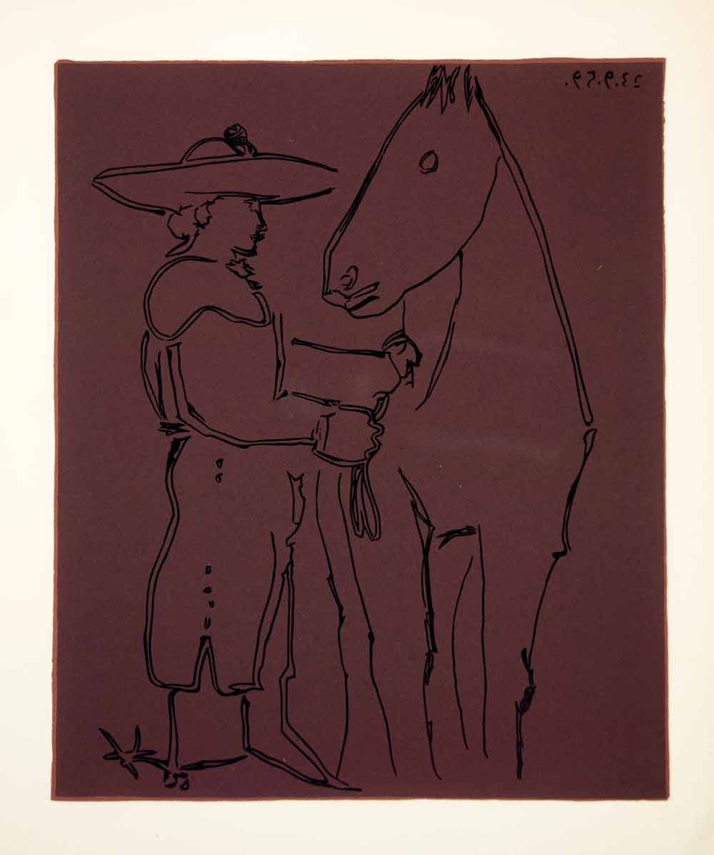 1963 Lithograph Picasso Matador Horse Bullfighter Bullfight Linocut Abstract Art