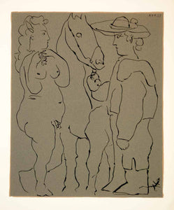 1963 Lithograph Pablo Picasso Nude Woman Picador Horse Bullfighting Linocut Art
