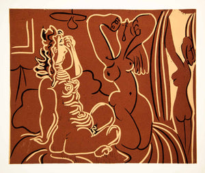 1963 Lithograph Picasso Three Nude Women Female Figures Linocut Abstract Art