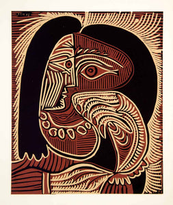 Picasso 飾り 1963 Lithograph Pablo Picasso Female Head Necklace Portrait