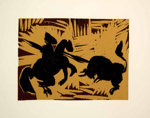 1963 Lithograph Picasso Picador Lance Goading Bull Bullfighting Linocut Art