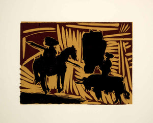 1963 Lithograph Picasso Bullfight Bull Picador Lance Corrida Toros Linocut Art