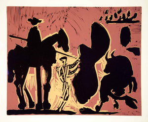 1963 Lithograph Picasso Bullfight Picador Matador Traje de Luces Bull Linocut