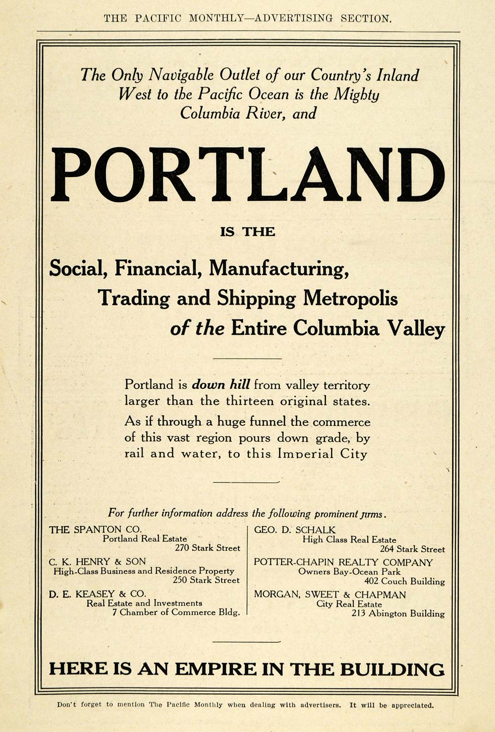 1908 Ad Portland Oregon Shipping Trading Manufacturing - ORIGINAL PM2
