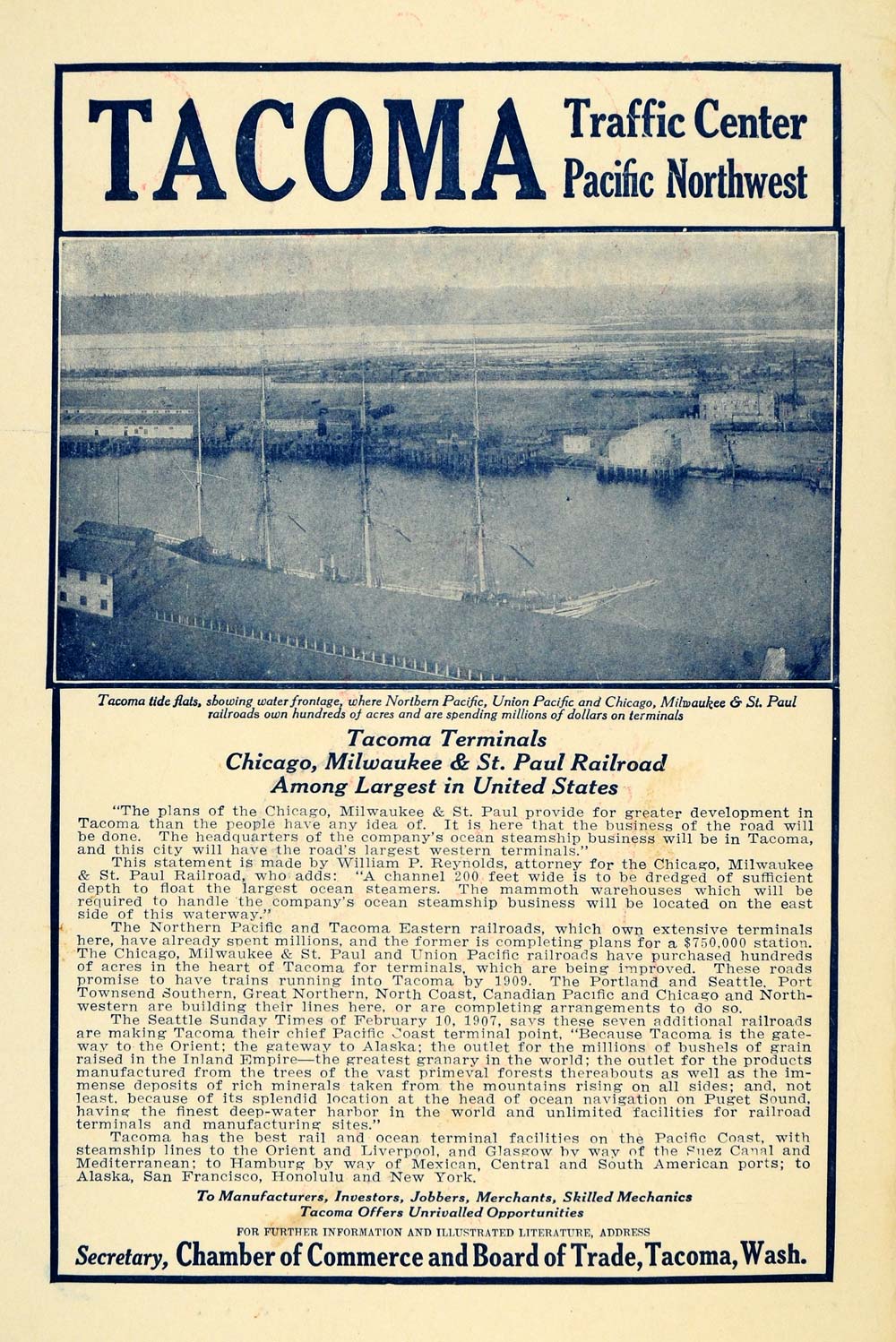 1908 Ad Tacoma Railway Washington Chamber Commerce - ORIGINAL ADVERTISING PM2