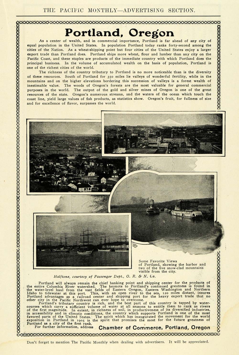 1904 Ad Portland Oregon Chamber Commerce Scenic Views - ORIGINAL ADVERTISING PM2