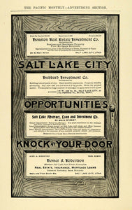 1906 Ad Salt Lake City Realtors Insurance Bank Mortgage - ORIGINAL PM2