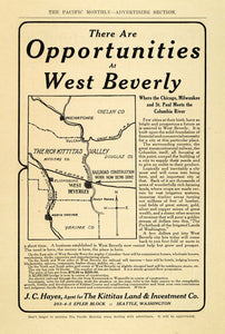 1907 Ad Kittitas Land Investment West Beverly Railway - ORIGINAL ADVERTISING PM2 - Period Paper
