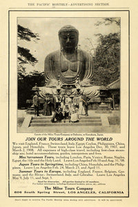 1907 Ad Milne Tours Daibutsu Kamakura Japan Los Angeles - ORIGINAL PM2 - Period Paper
