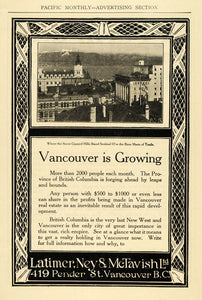 1911 Ad Vancouver British Columbia Latimer Ney McTavish - ORIGINAL PM2