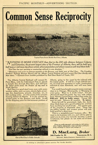 1911 Ad Red Deer Alberta Central Railroad Real Estate - ORIGINAL ADVERTISING PM2