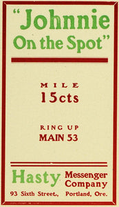 1903 Ad Johnnie Spot Hasty Messenger Portland Oregon - ORIGINAL ADVERTISING PM2
