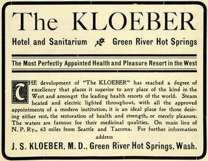 1903 Ad Kloeber Hotel Sanitarium Green River Hot Spring - ORIGINAL PM2