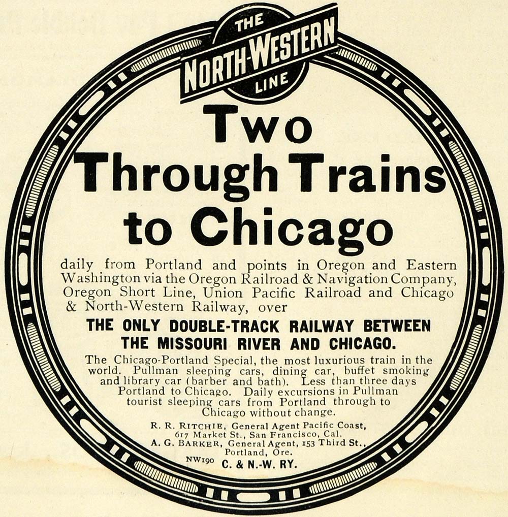 1904 Ad Northwestern Line Train Railway Ritchie Barker - ORIGINAL PM2
