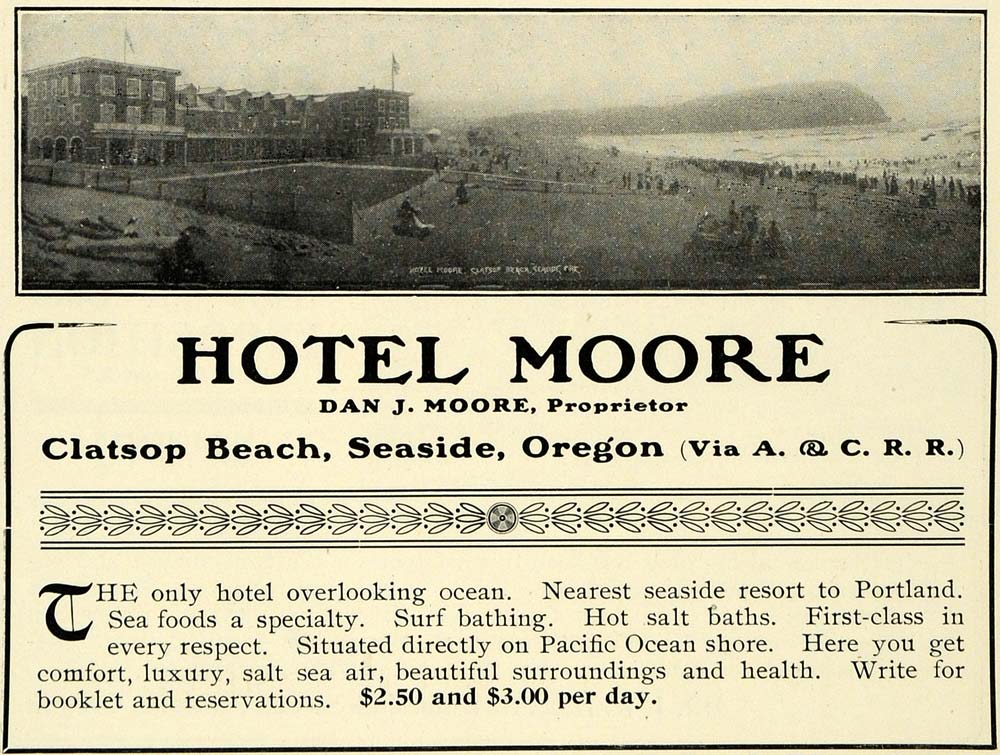 1905 Ad Hotel Moore Clatsop Beach Dan Moore Travel Tour - ORIGINAL PM2