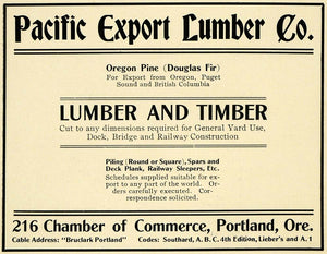 1905 Ad Pacific Export Lumber Timber Pine Portland Wood - ORIGINAL PM2