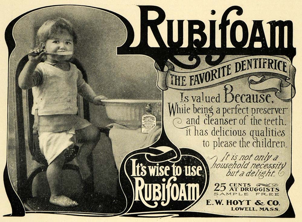 1906 Ad Rubifoam Hoyt Lowell Dentrifice Dental Teeth - ORIGINAL ADVERTISING PM2