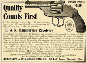 1906 Ad Hammerless Revolver Harrington Richardson Arms - ORIGINAL PM2