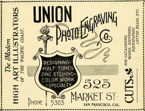 1899 Ad Union Photo Engraving Half Tone Etching Art - ORIGINAL ADVERTISING PM2