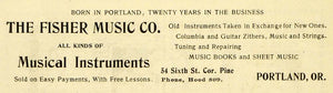 1901 Ad Fisher Music Instrument Portland Zither Guitar - ORIGINAL PM2