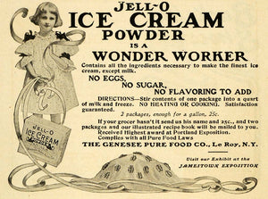 1907 Ad Jell-O Ice Cream Powder Genesee Pure Food LeRoy - ORIGINAL PM2