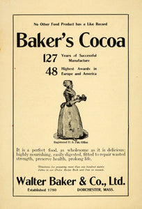 1907 Ad Walter Baker Company Breakfast Cocoa Beverage Dorchester PM2
