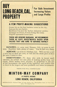 1907 Ad Minton-May Co. Long Beach California Properties - ORIGINAL PM2