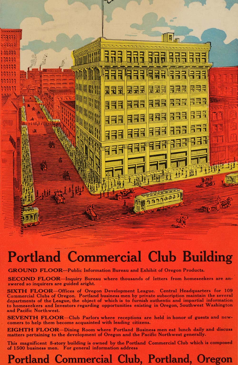 1911 Ad Portland Commercial Club Bldg. Inquiry Bureau - ORIGINAL ADVERTISING PM2