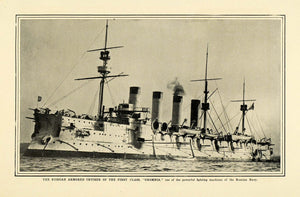 1904 Print Cruiser Grombia Russian Navy Military Ship ORIGINAL HISTORIC PM2