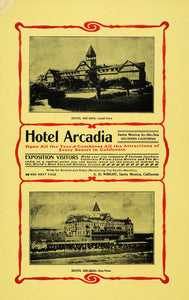 1905 Ad Hotel Arcadia Santa Monica California Travel - ORIGINAL ADVERTISING PM2