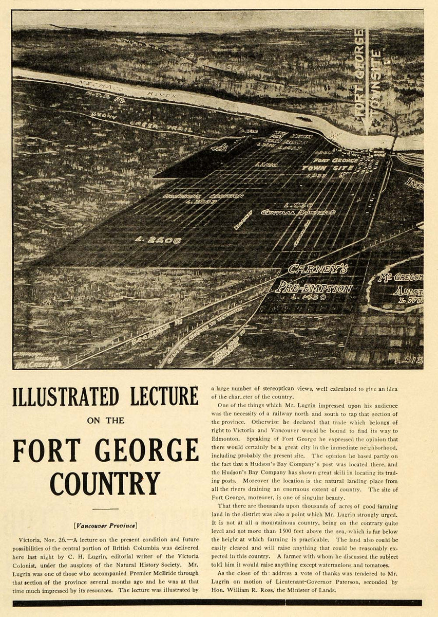 1911 Ad Fort George Vancouver Canada Fraser River City - ORIGINAL PM2 ...