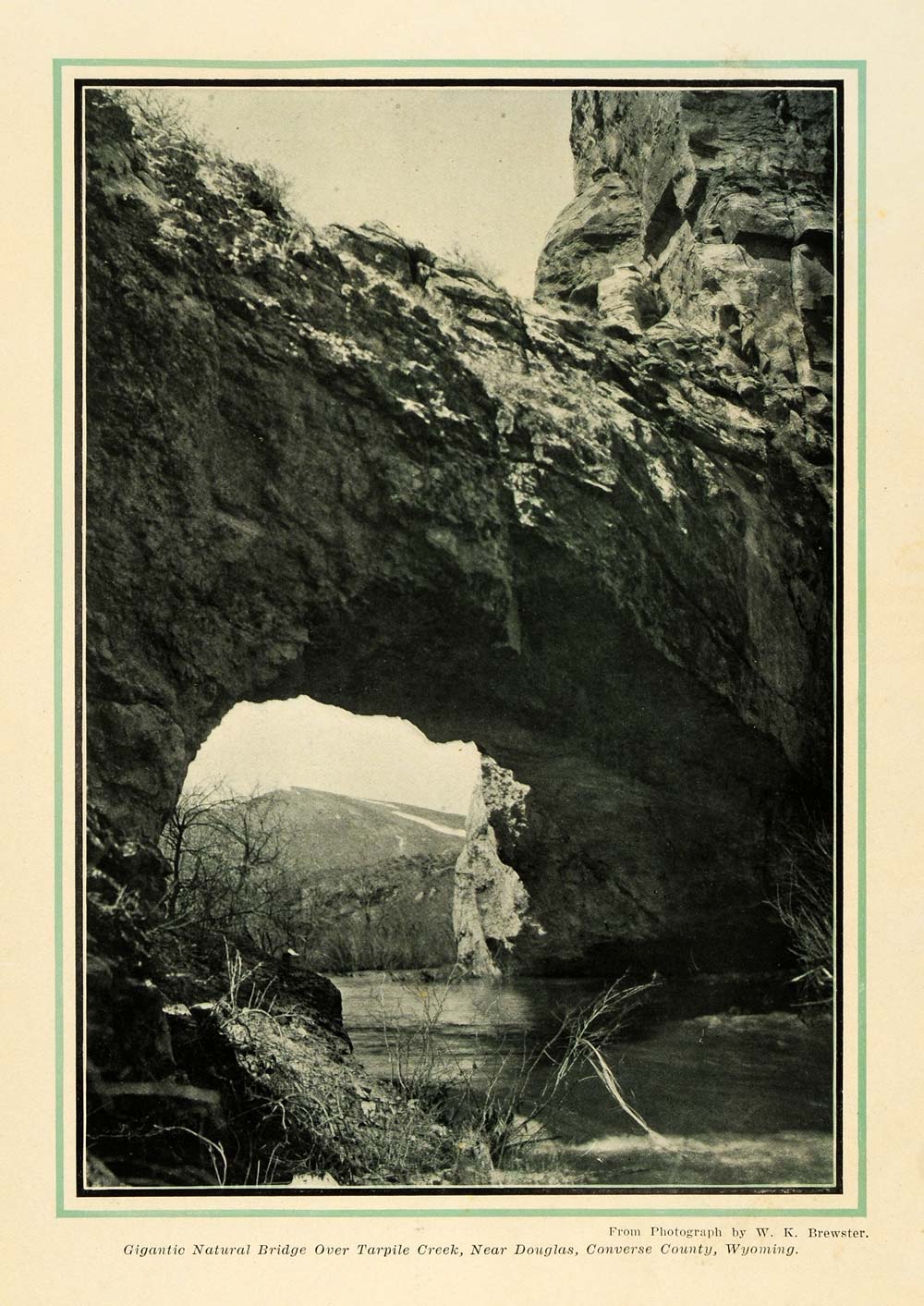 1907 Print Natural Bridge Tarpile Creak Douglas Wyoming - ORIGINAL PM2