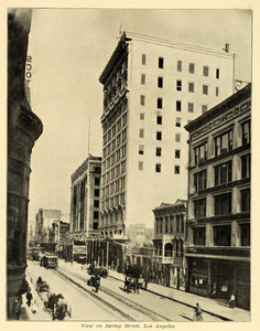 1907 Print Spring Street Los Angeles California City - ORIGINAL HISTORIC PM2
