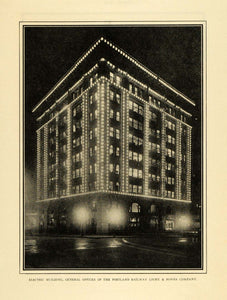 1911 Print Electric Building Portland Railway Light - ORIGINAL HISTORIC PM2