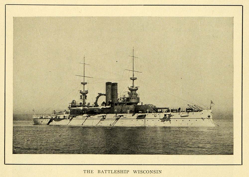 1903 Print Battleship Wisconsin Ship Boat Military Navy ORIGINAL HISTORIC PM2