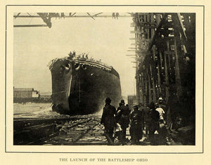 1903 Print Launch Battleship Ohio Marine Navy Military ORIGINAL HISTORIC PM2