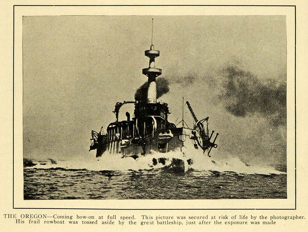 1903 Print Battleship Oregon Military Navy Ship Boat - ORIGINAL HISTORIC PM2