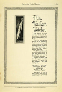 1913 Ad Antique Thin Waltham Pocket Watches Massachusetts Jewelry Time PM3