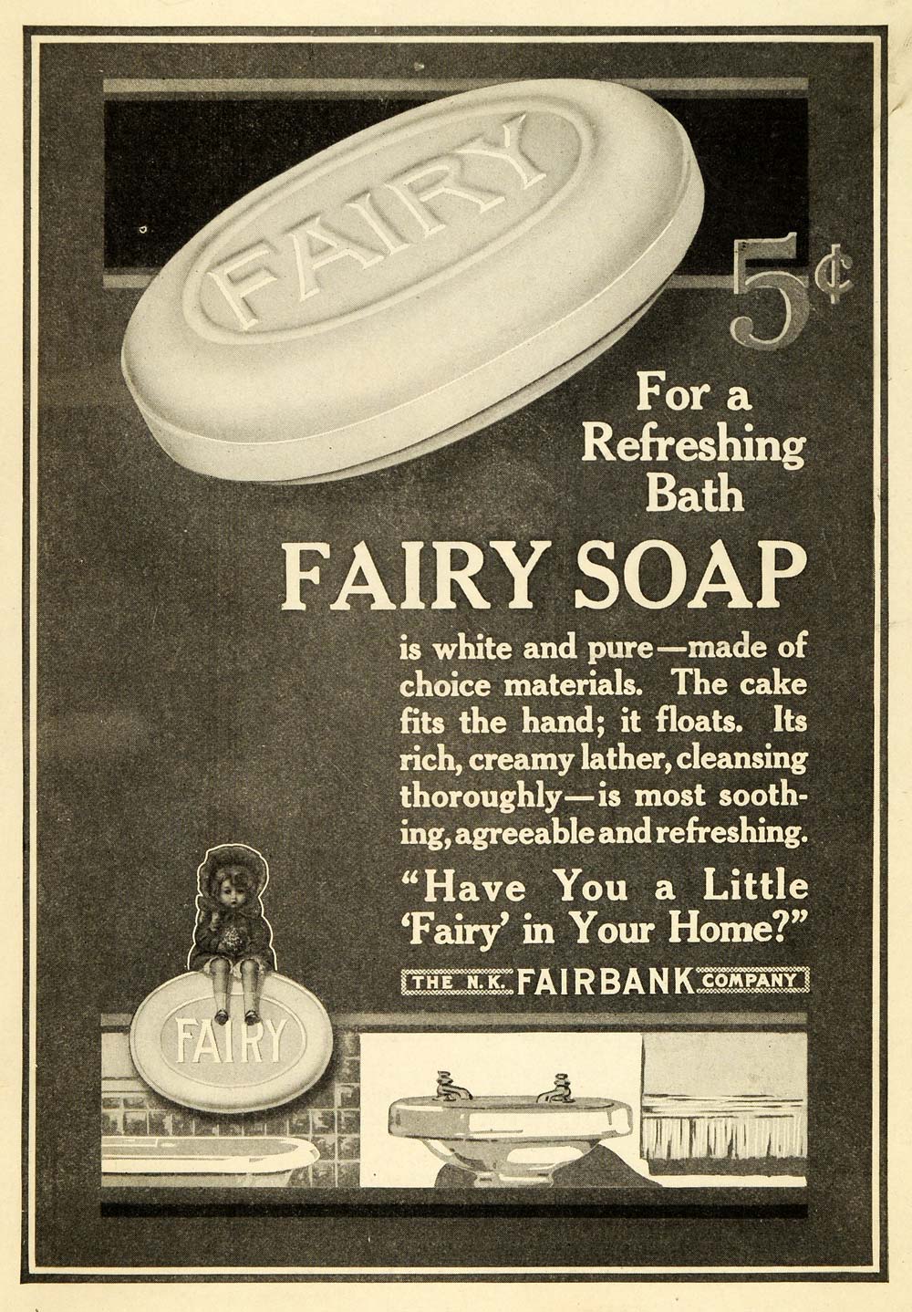 1915 Ad Fairy Soap N. K. Fairbank Pricing Sanitation Cleanliness Sanitary PM3