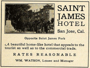 1915 Ad Saint James Hotel Park Square San Jose California Lodging William PM3