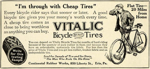 1915 Ad Vitalic Bicycle Tires Continental Rubber Liberty St. Erie PM3