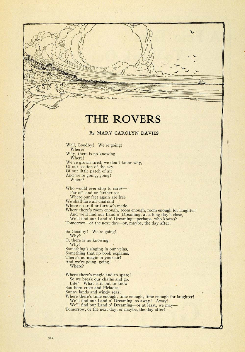 1915 Print The Rovers Poem Poet Mary Carolyn Davies Poetry Exploration ...