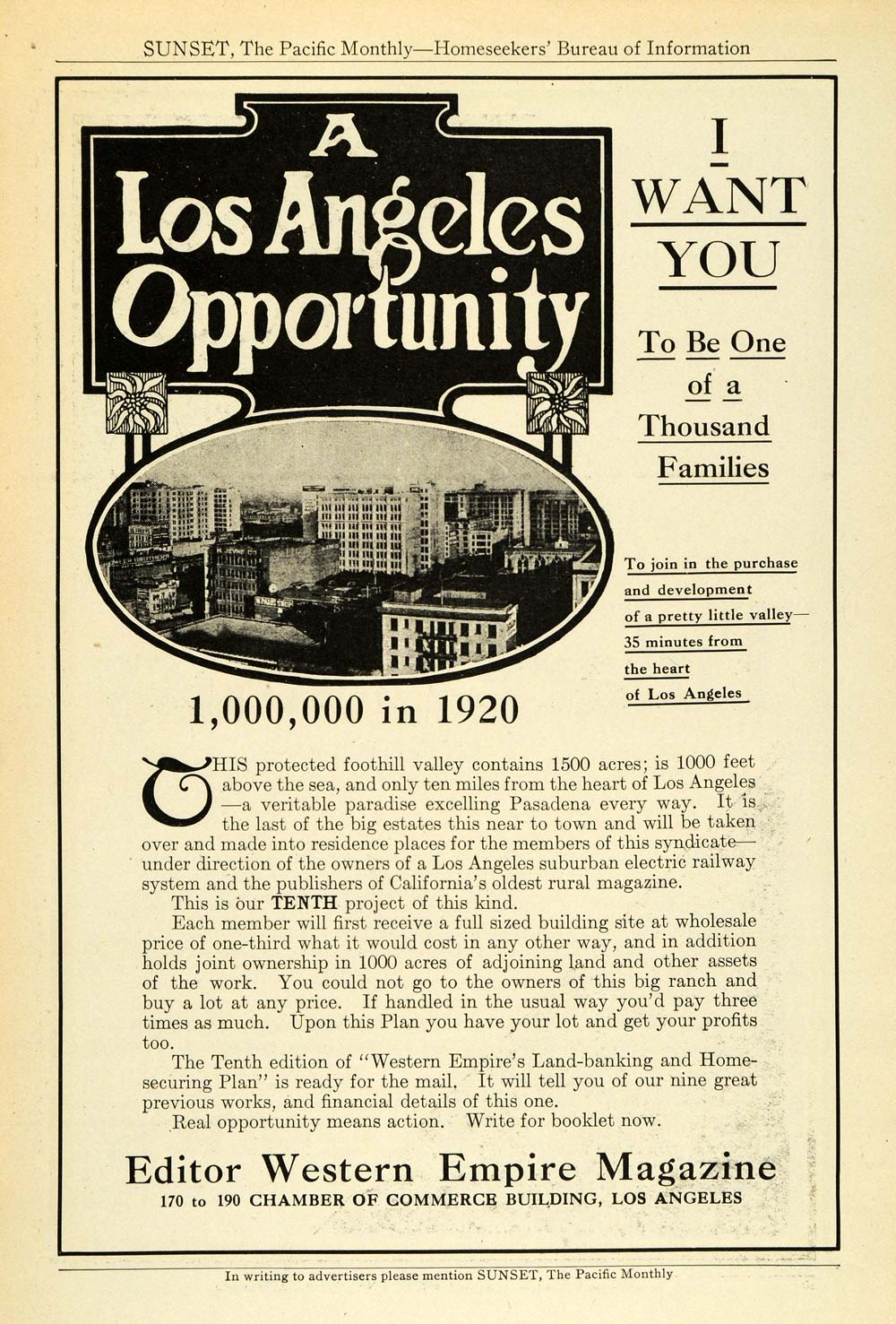 1912 Ad Los Angeles Chamber Commerce Western Empire Rural Magazine Real PM3