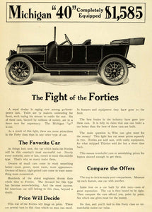1912 Ad Michigan 40 Antique Convertible Automobile Pricing Car Enthusiasts PM3
