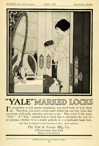 1913 Ad Yale Towne Marked Locks Household Appliances 9 Murray Street New PM3